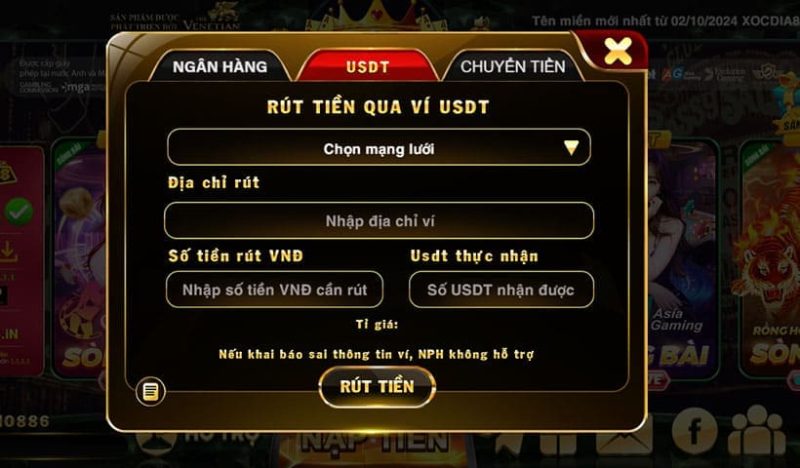 Hướng dẫn rút tiền xocdia88